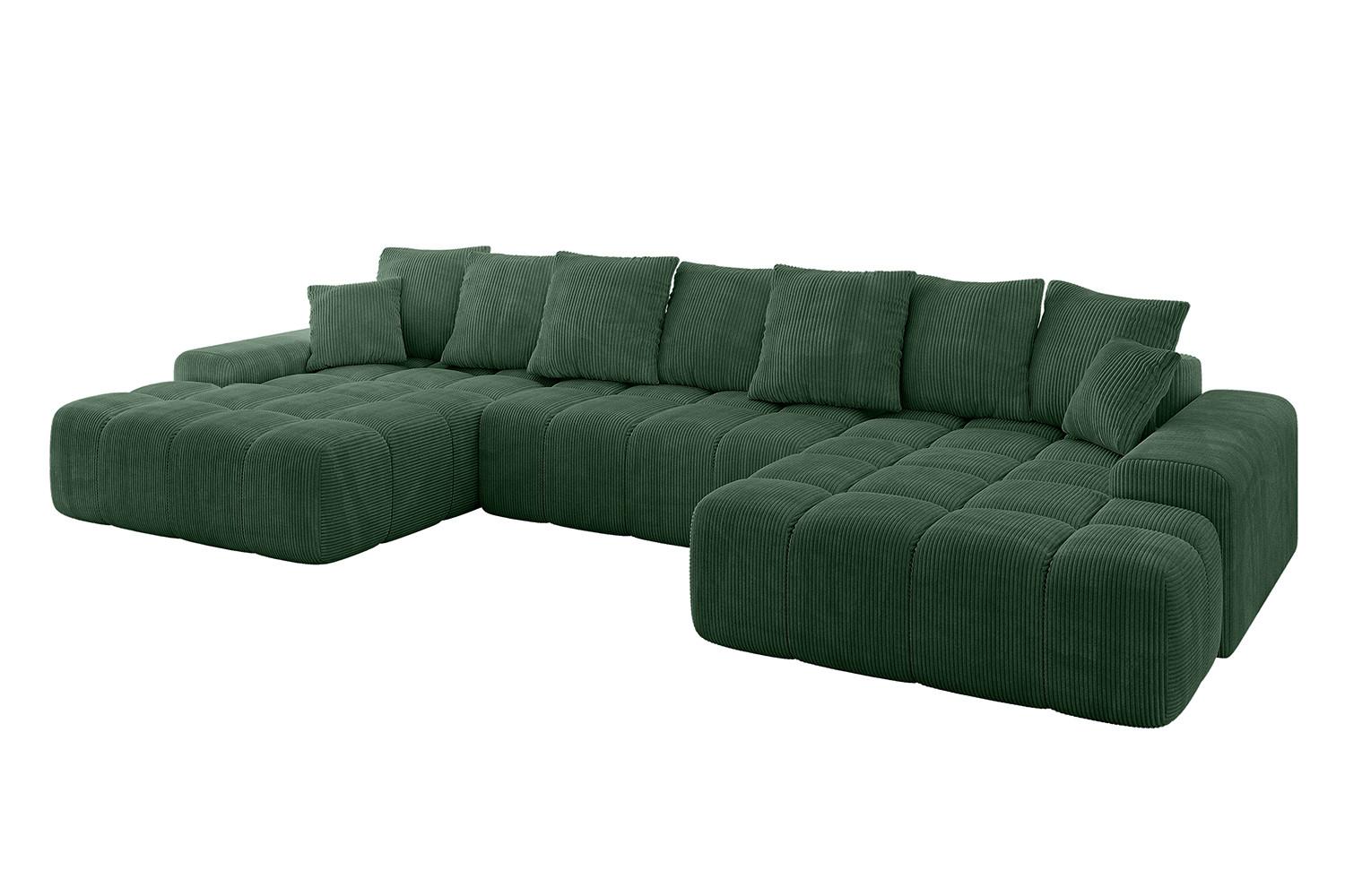 WOHNLANDSCHAFT ENSI-U - 353x164x69 cm Grün - Grün, Holzwerkstoff/Kunststoff (357/69/164cm) - ALTDECOR