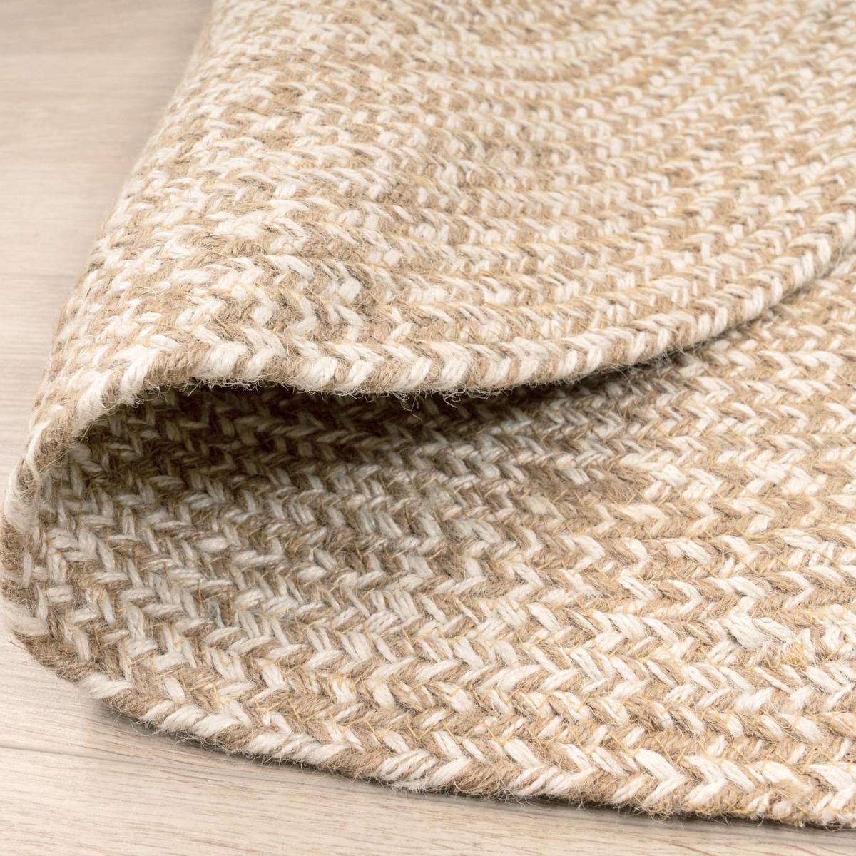 NATURTEPPICH handgewebt wendbar, im Boho-Stil, Beige, Ø 120 cm - Beige, Textil (120/120cm) - KADIMA DESIGN