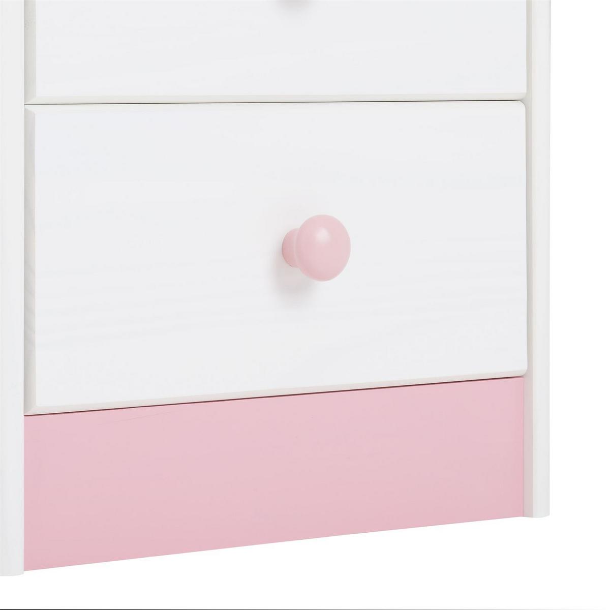 NACHTTISCH RONDO - Weiß/Rosa, Holz (43/41/35cm) - IDIMEX