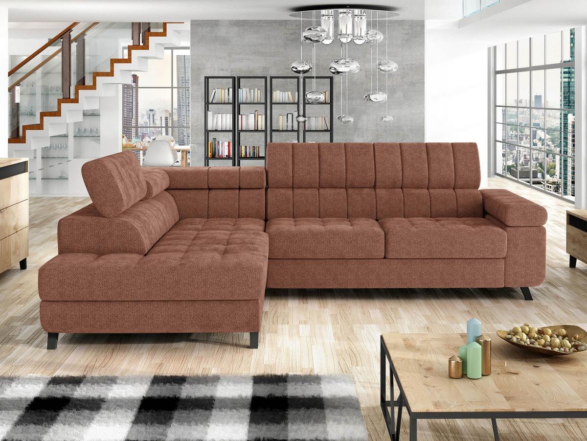ECKSOFA Nord, Seite: Links - Terracotta/Schwarz, Holz/Textil (264/203cm) - MIRJAN24