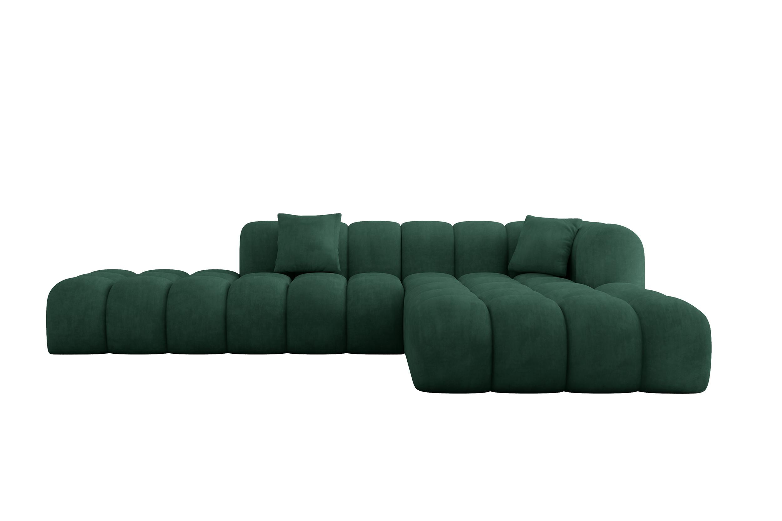 ECKSOFA Ottomane Rechts OLEA-L2 - 289x176x71 cm Dunkelgrün - Dunkelgrün/Schwarz, Holzwerkstoff/Kunststoff (289/176cm) - ALTDECOR