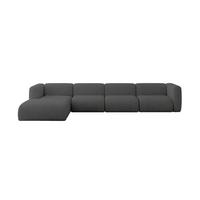 ECKSOFA Ottomane Links MIRA-L3 409x179x70 Dunkelgrau Velours - Dunkelgrau/Schwarz, Holzwerkstoff/Kunststoff (409/179cm) - ALTDECOR