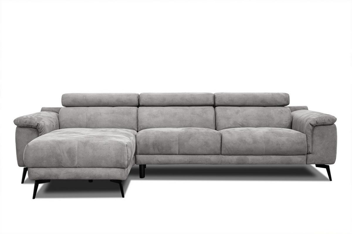 ECKSOFA FIERO 4-Sitzer, hellgrau - Hellgrau/Schwarz, Holzwerkstoff/Textil (158/269cm) - Wozimo