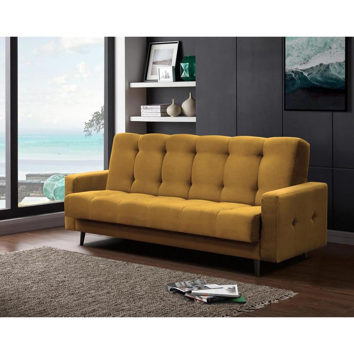 3-SITZER Schlafsofa Nancy Bis gelb - Gelb, Holz/Textil (220/89/93cm) - Beautysofa