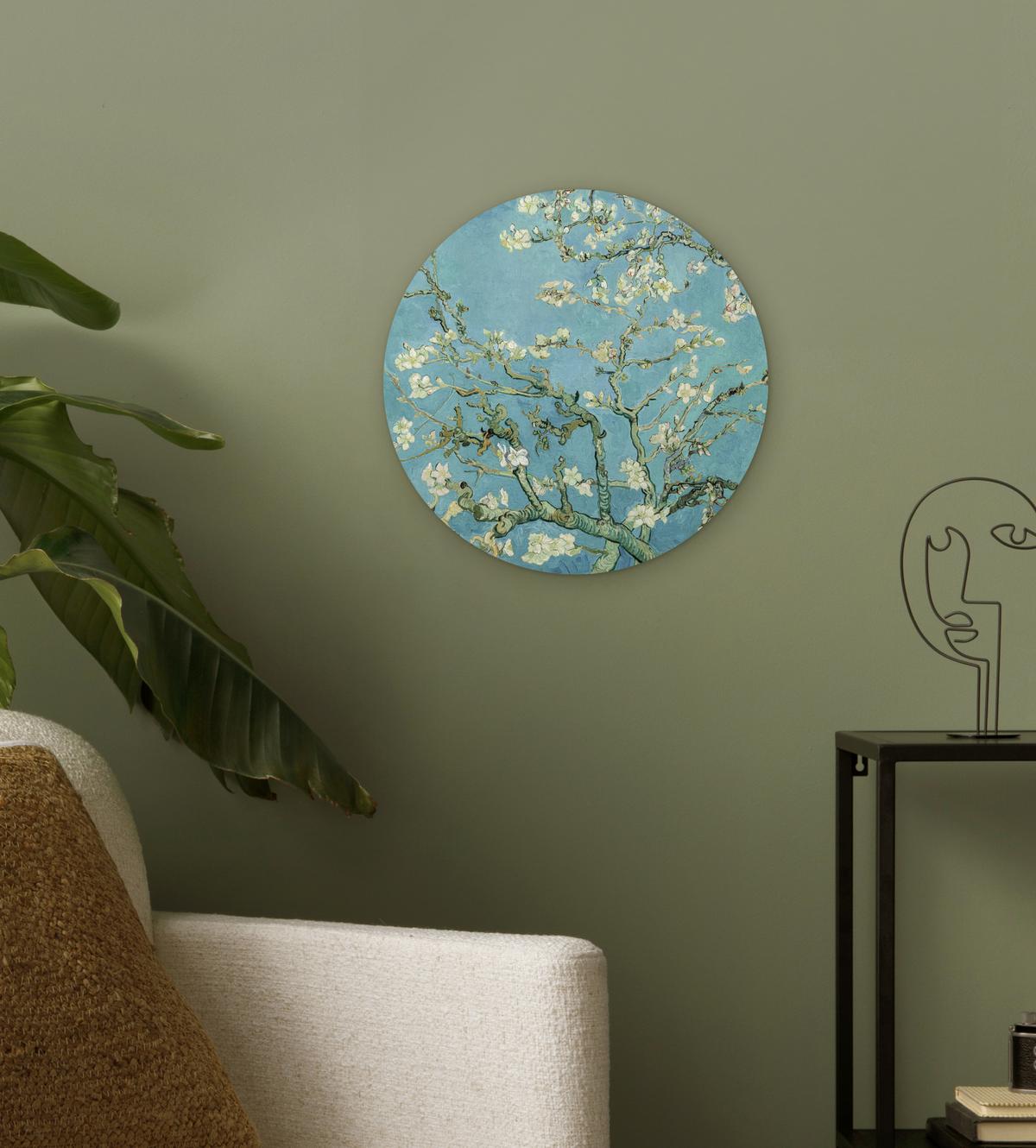 WANDBILD Van Gogh - Mandelblüte - Alte Meister - Kunst - Vintage Deko Wohnzimmer 30x30 cm - Pastellblau, Kunststoff (30/30cm) - MuchoWow
