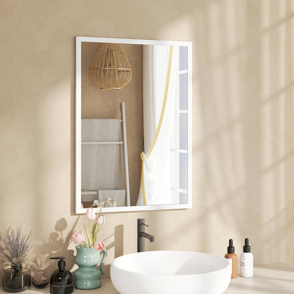 WANDSPIEGEL MDF Glas Weiß - Weiß, Holzwerkstoff (2/70/50cm) - HOMCOM