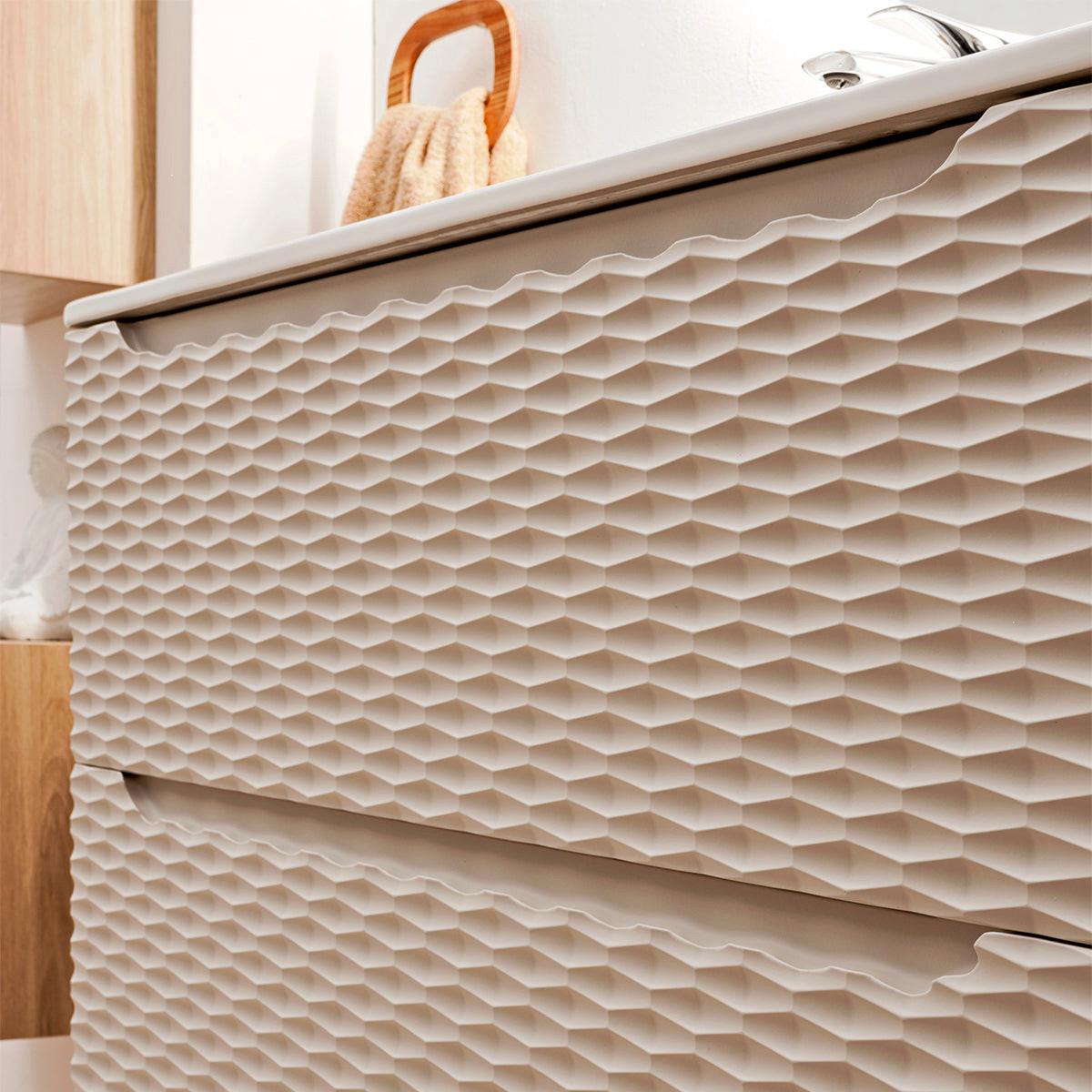 WASCHTISCH 90cm Elora Beige und Holz - Beige, Holzwerkstoff (90/59/46cm) - Petits-meubles