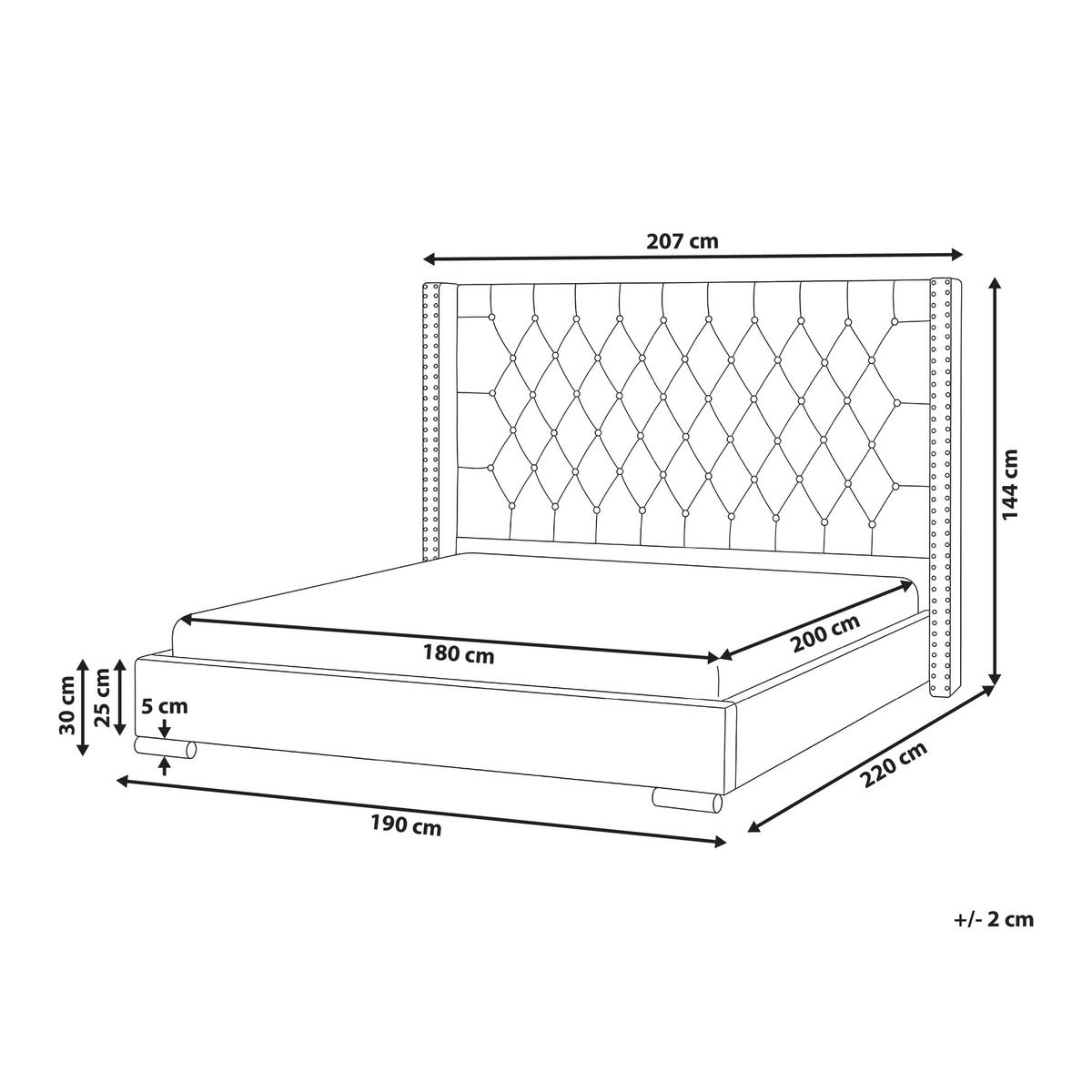 BETT mit Lattenrost 180/200 cm Samtstoff Cremeweiß Lubbon - Creme, Textil (180/200cm) - Beliani