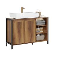 WASCHBECKENUNTERSCHRANK 90cm Breit mit U-Aussparung - Hellbraun, Holzwerkstoff (90/60/30cm) - SoBuy