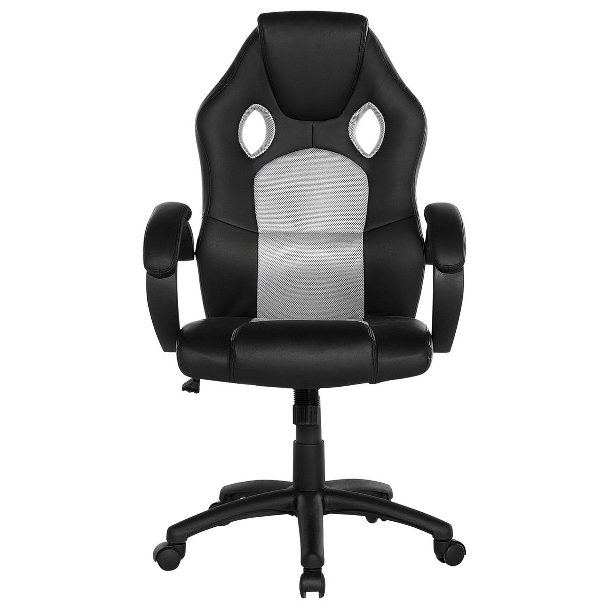 BÜROSTUHL Kunstleder Schwarz/Grau Fighter - Schwarz, Kunststoff/Textil (65/108/65cm) - Beliani