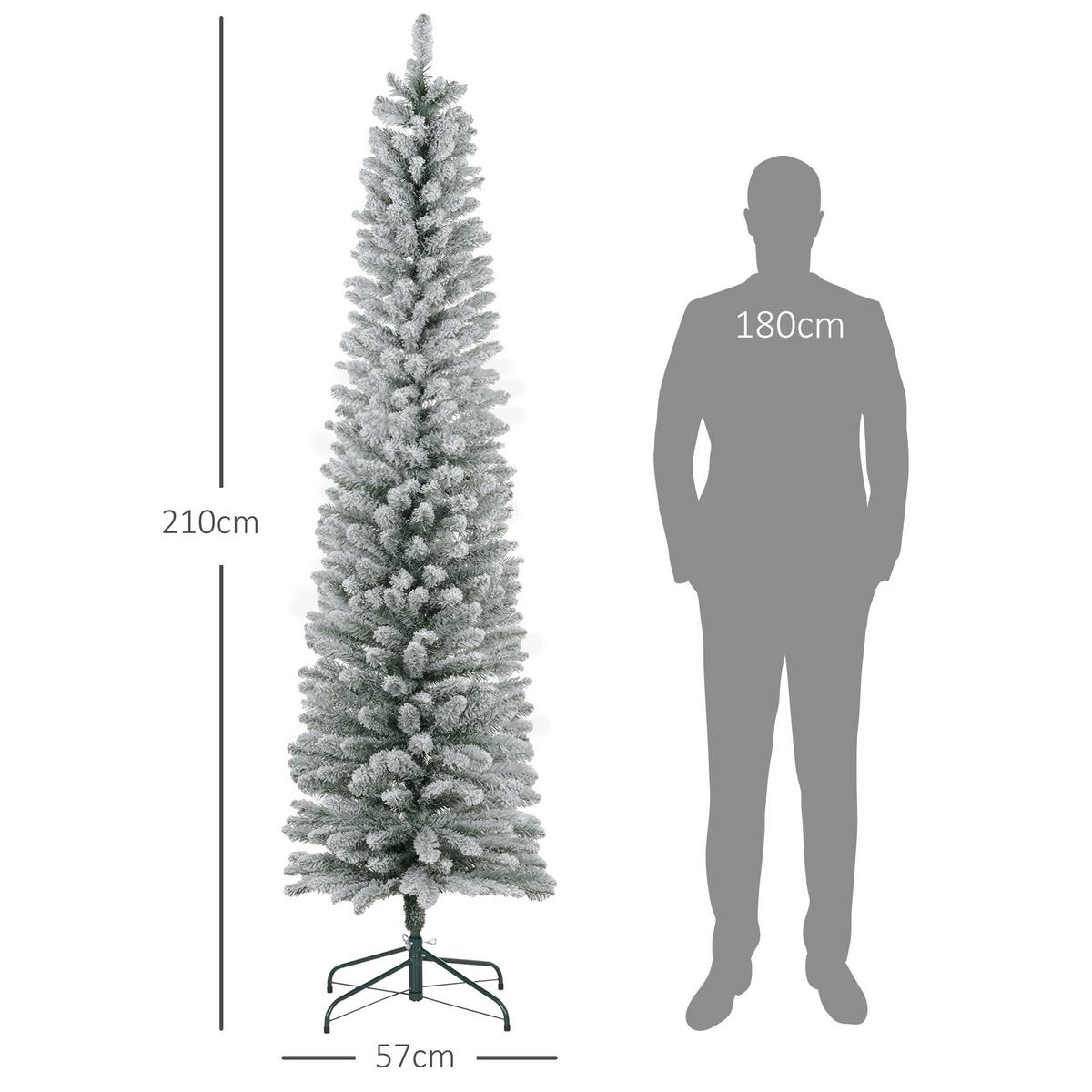 KÜNSTLICHER Weihnachtsbaum 210 cm mit 180 LED-Lichten faltbar Standfuß Grün+Weiß - Weiß/Grün, Kunststoff/Metall (210cm) - HOMCOM