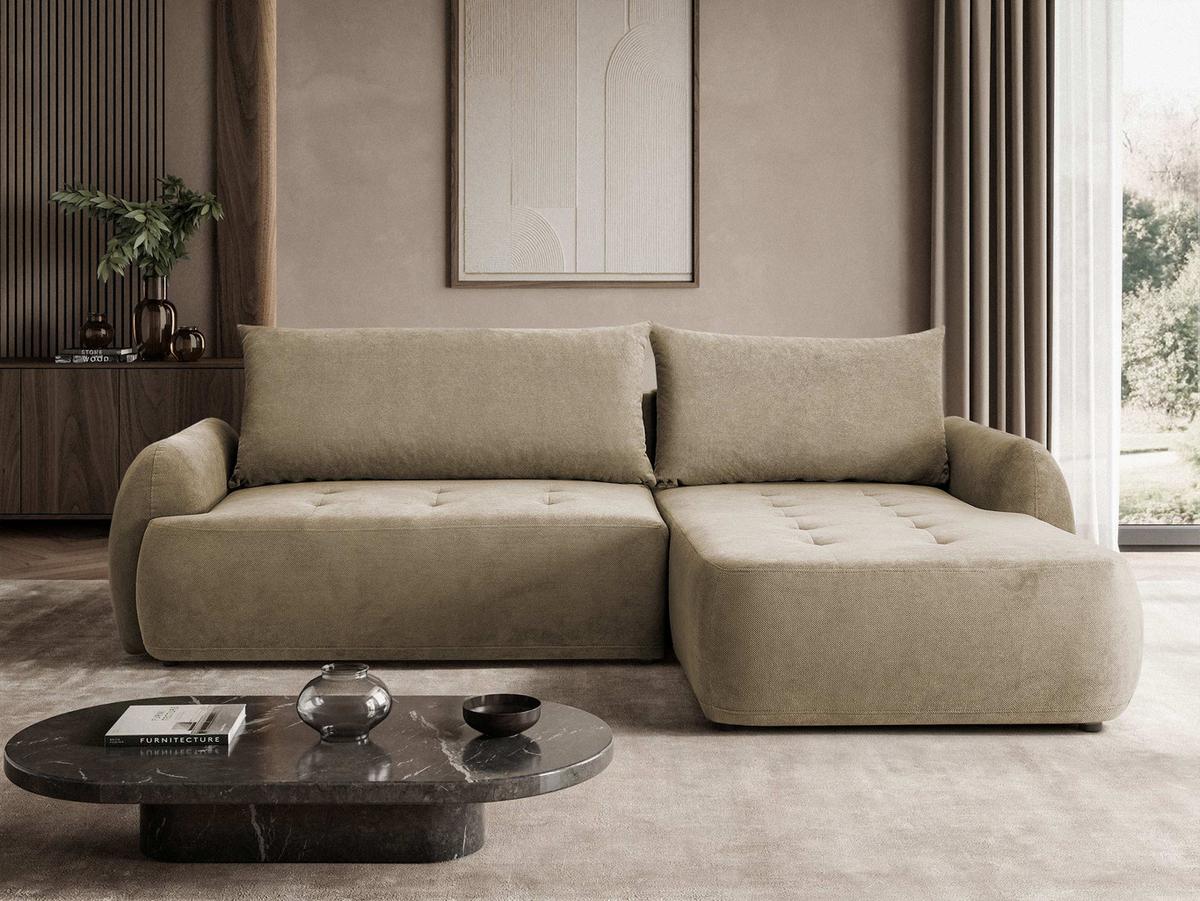 ECKSCHLAFSOFA Bueno II, Seite: Rechts - Beige/Schwarz, Holz/Textil (185/280cm) - MIRJAN24