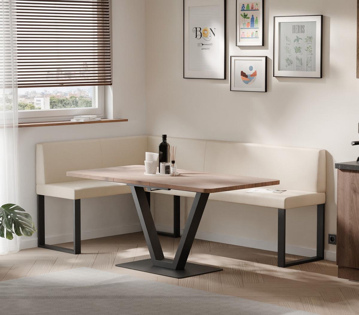 ECKBANK links SANA U Kunstleder glatt, 128/168 cm Beige - Beige, Kunststoff/Textil (128/168cm) - Idohome
