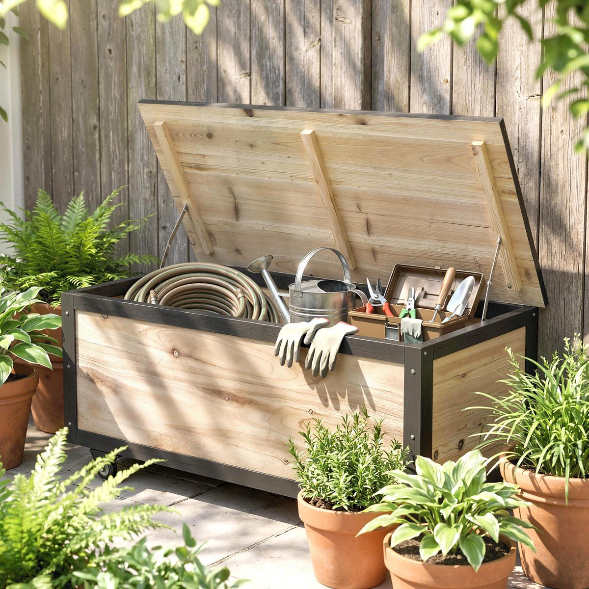 GARTENBOX, Tannenholz, Naturholz - Naturfarben, Holz (50/43/100cm) - Outsunny