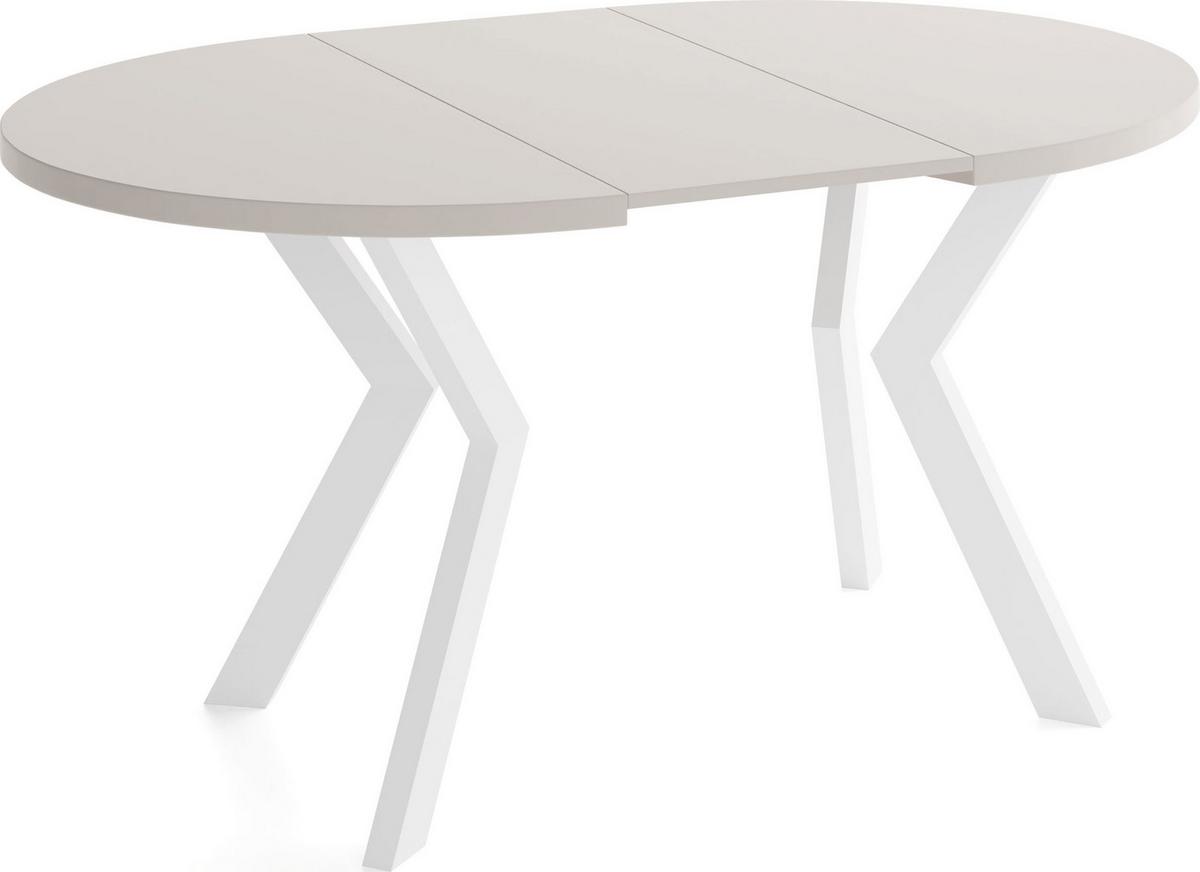 ESSTISCH Savio Weiß rund ausziehbar verlängerbar, Kaschmir 80-130/80/77 cm - Kaschmir/Beige, Holz/Holzwerkstoff (80/130/77cm) - WFL GROUP