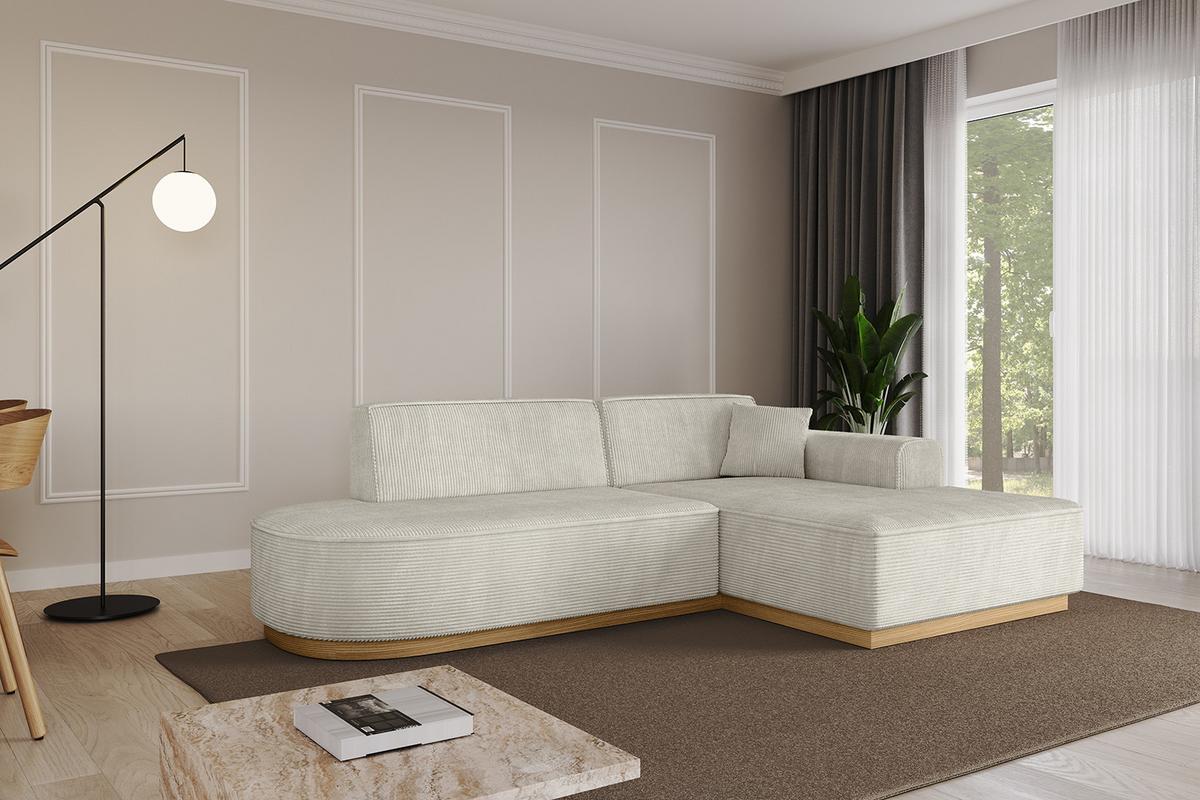 ECKSOFA Ottomane Rechts IREA-L1-v2 - 232x165x80 cm Creme - Ecru/Creme, Holzwerkstoff/Textil (232/165cm) - ALTDECOR