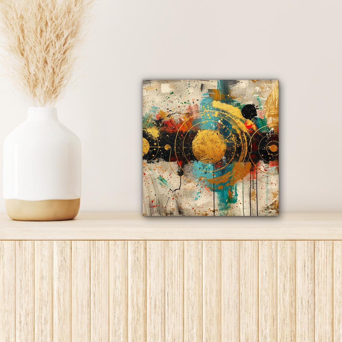 LEINWANDBILD Abstrakt - Kunst - Gold - Modern Deko Wohnzimmer 20x20 cm - Multicolor, Textil (20/20cm) - MuchoWow