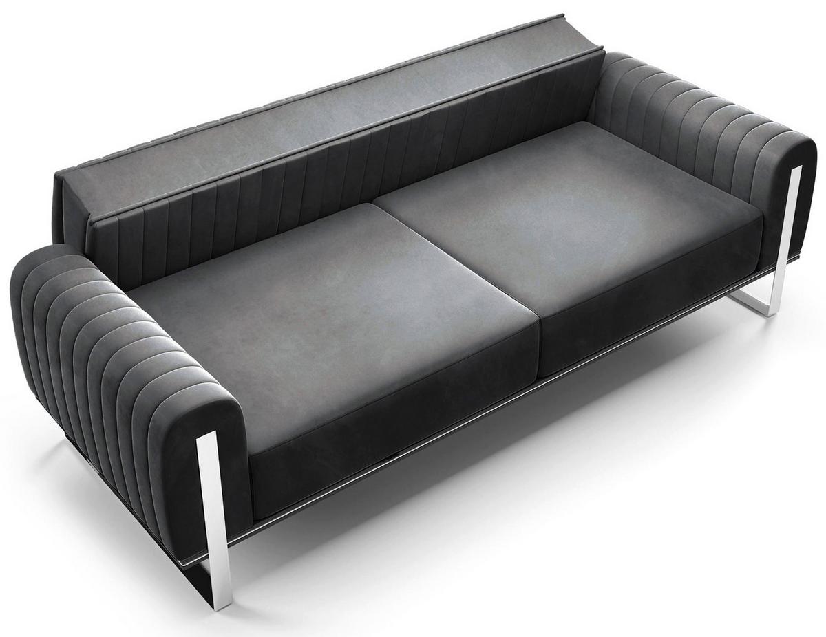 SOFA Parissa 228 cm - Dunkelgrau/Silberfarben, Textil/Metall (228/79/92cm) - Selsey