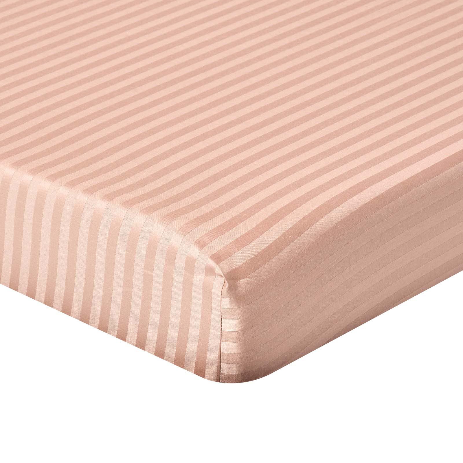 SPANNBETTLAKEN Damast gestreift, 100% Ägyptische Baumwolle - Beige, Textil (100/200cm) - Homescapes