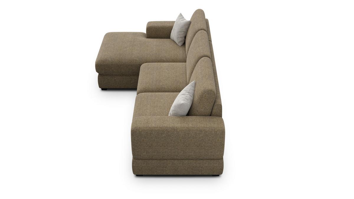 ECKSOFA OTTO 4-Sitzer, taupe - Taupe/Schwarz, Holz/Textil (279/159cm) - Wozimo