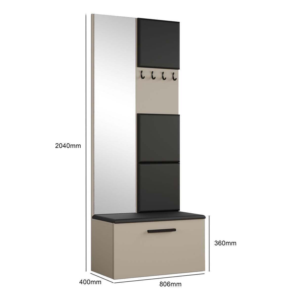 GARDEROBENSCHRANK MODULO 80,6/204/40 cm Modern Garderobe-Set Kaschmir - Kaschmir/Schwarz, Holzwerkstoff (80.6/204/40cm) - MASSENO