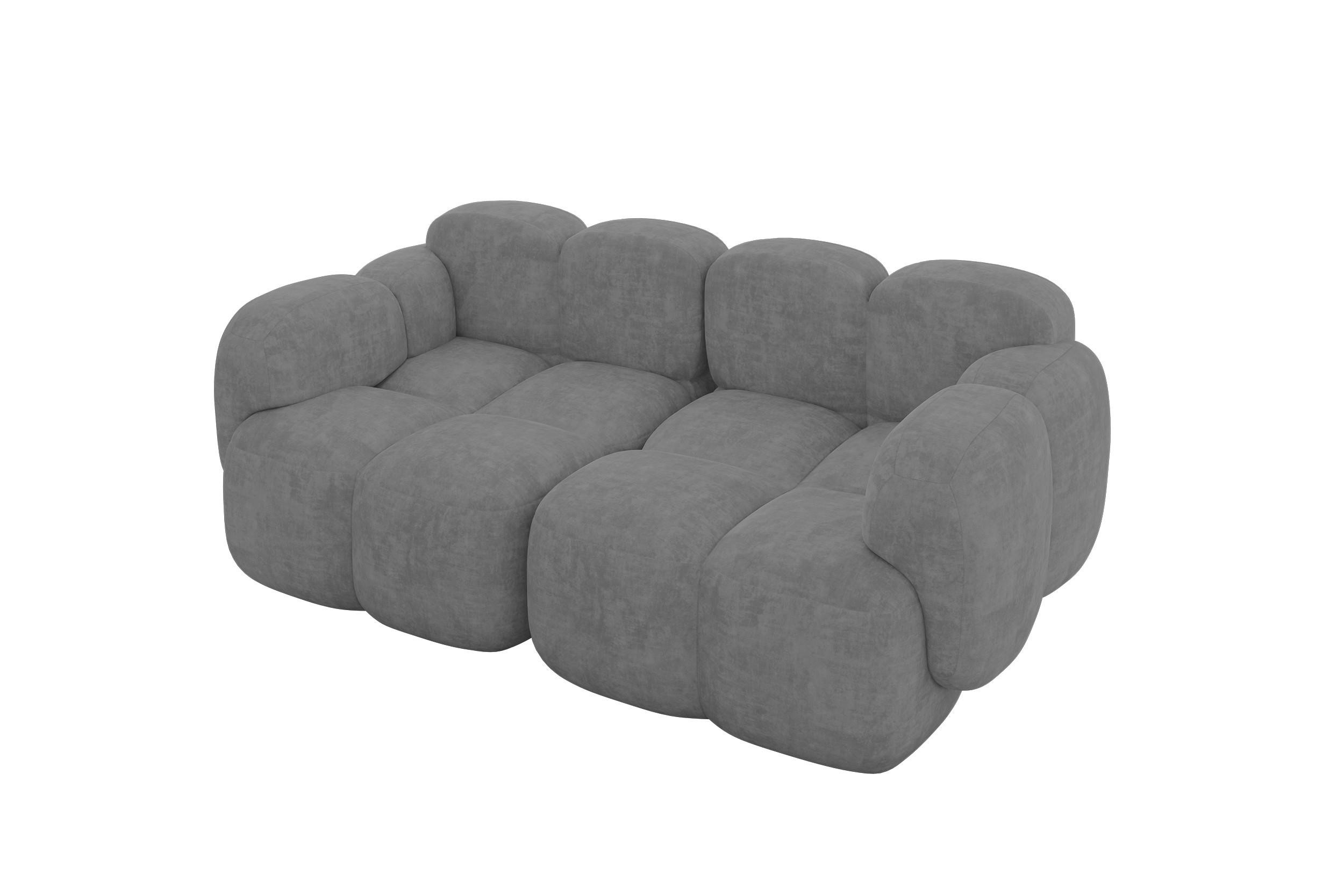 2-SITZER modulares Sofa Miko-S1 214x118x75 cm Grau Velours - Schwarz/Grau, Holzwerkstoff/Kunststoff (214/75/118cm) - ALTDECOR