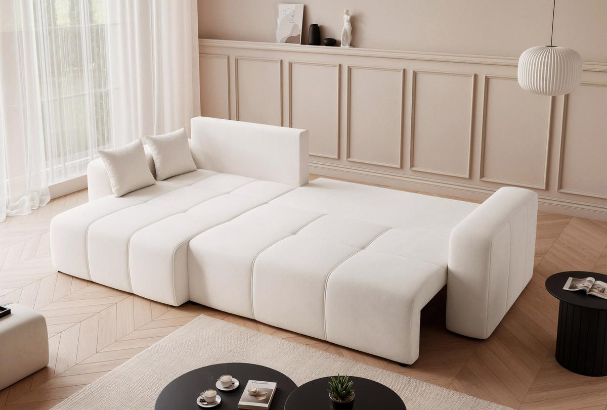 ECKSOFA PEDRO mit Schlaffunktion und Bettkasten Creme - Creme, Holzwerkstoff/Kunststoff (278/145cm) - Idohome