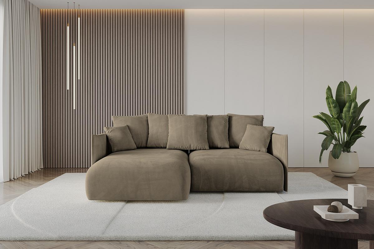 ECKSOFA Ottomane links ONESK-L 216x177x72 Braun Velours - Braun, Holzwerkstoff/Kunststoff (216/177cm) - ALTDECOR