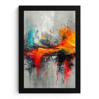 POSTER MIT RAHMEN Moderne Kunst - Orange - Grau - Abstrakt Poster 20x30 cm - Hellgrau, Papier (20/30cm) - MuchoWow