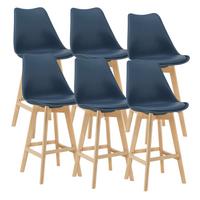 BARSTUHL Lublin 6er-Set - Dunkelblau, Leder (48/105/58cm) - [en.casa]