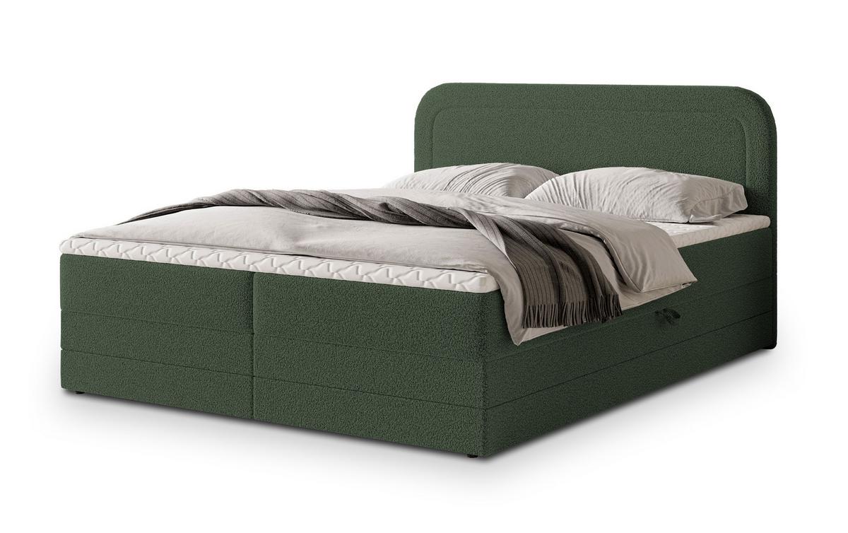 BOXBETT ARMEL 160x200 cm mit Matratze und Topper - Grün - Grün, Holz (160/200cm) - MASSENO