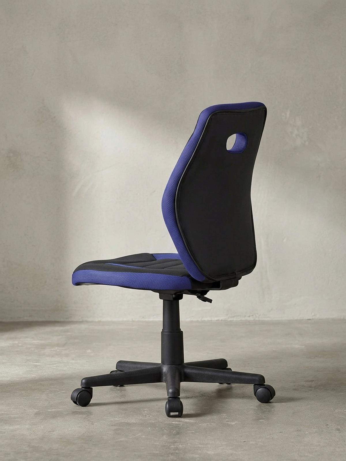 JUGENDDREHSTUHL Hohe Rückenlehne Schulterstütze Kunstleder Mesh, Blau 63x63x103 cm - Blau/Schwarz, Kunststoff/Textil (63/103/63cm) - KADIMA DESIGN