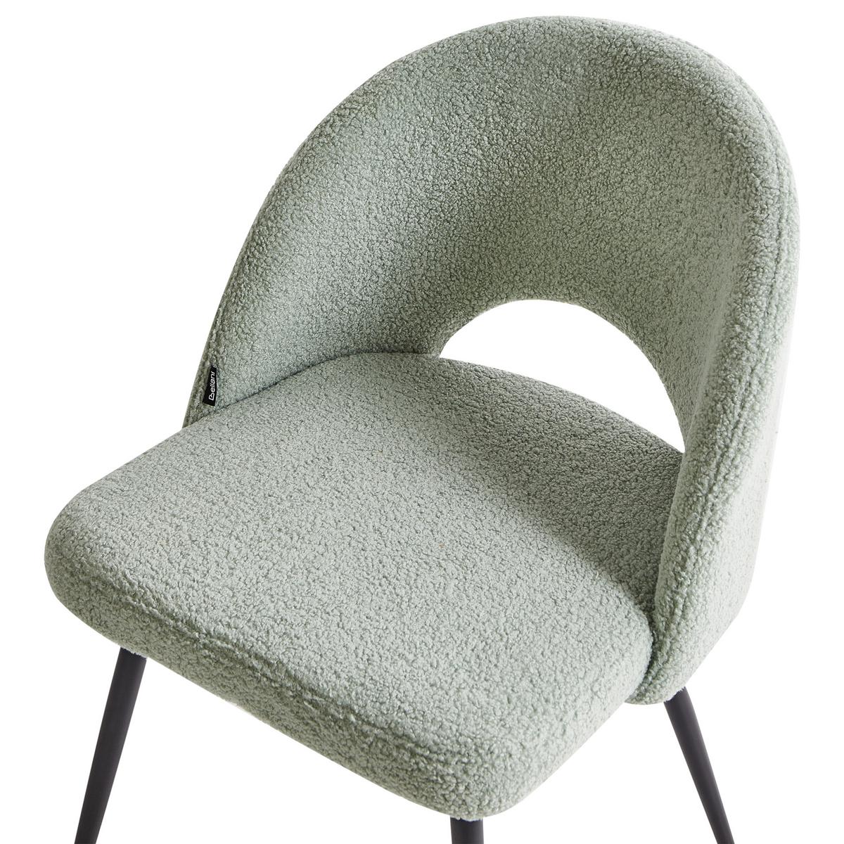 ESSZIMMERSTUHL 2er-Set Bouclé Hellgrün Onaga - Hellgrün, Textil (52/77/56cm) - Beliani