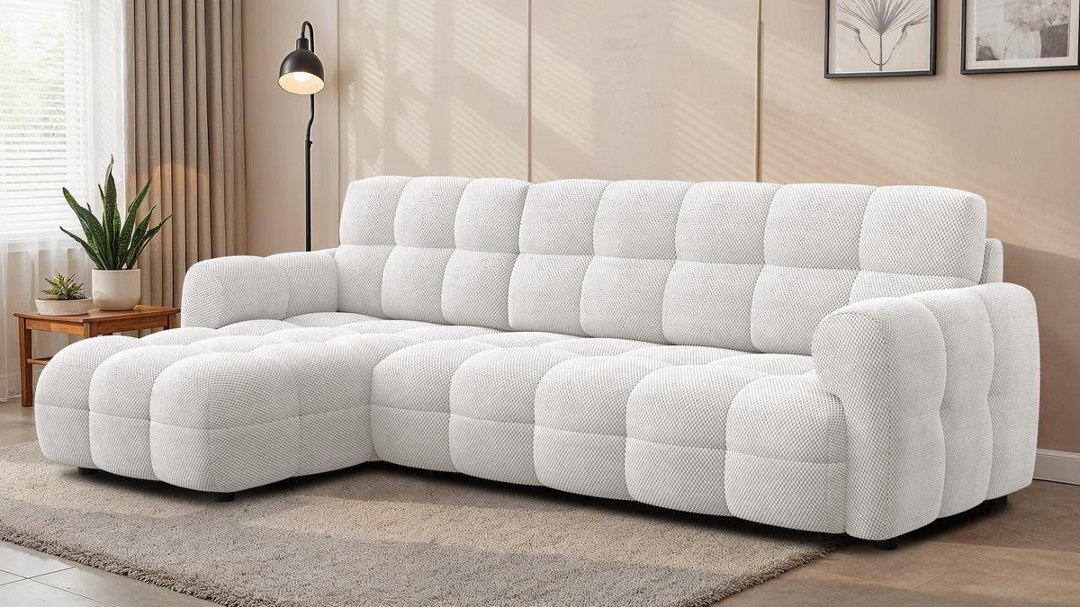ECKSOFA MELLOW 4-Sitzer, creme - Creme/Schwarz, Holz/Textil (262/156cm) - Wozimo