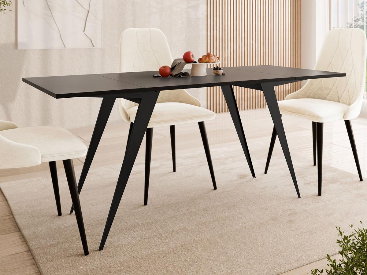 2-IN-1 COUCHTISCH UND ESSTISCH Xena - Schwarz, Holzwerkstoff/Metall (70/90/45cm) - MIRJAN24