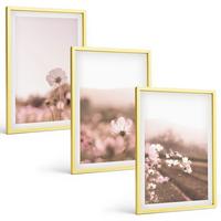 BILDER SET 3er Set - 40x60 cm Goldrahmen - Sommerlandschaften mit Wildblumenwiesen - Goldfarben, Kunststoff (40/60cm) - TULUP