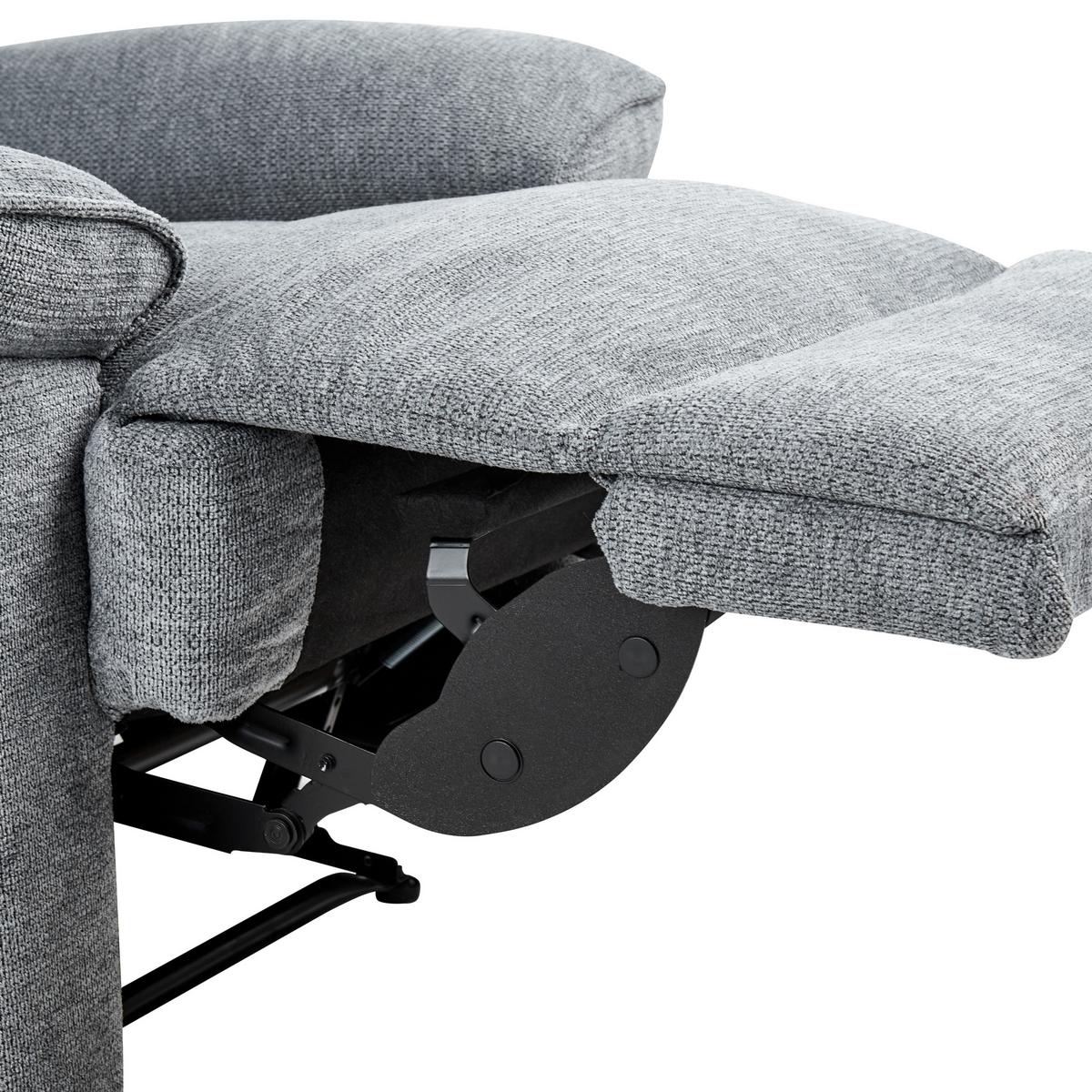 FERNSEHSESSEL mit Fußstütze Stoff Grau Everton - Dunkelgrau, Textil/Metall (83/100/94cm) - Beliani