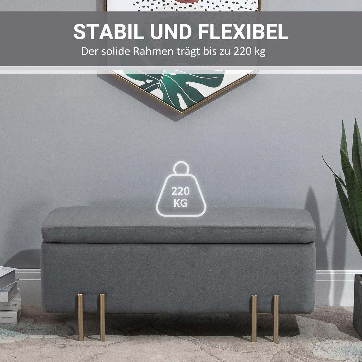 TRUHENBANK Dunkelgrau - Dunkelgrau, Textil (40/42/100cm) - HOMCOM