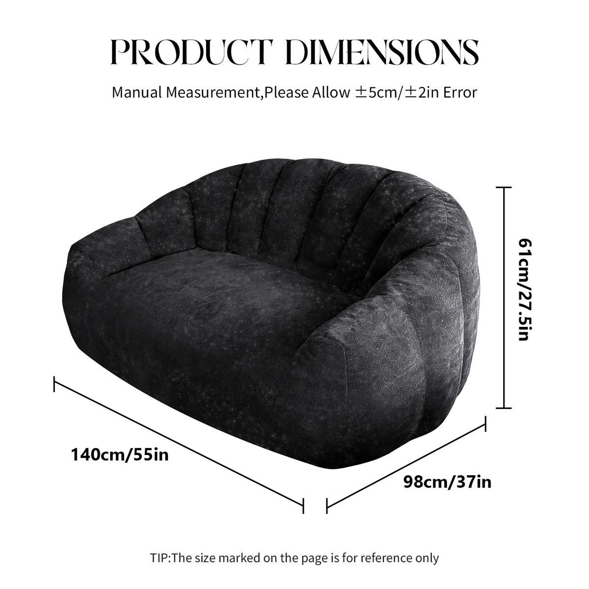 2-SITZER SOFA aus Flanell mit skulpturaler Wellen-Rückenlehne - Schwarz, Textil (140/61/98cm) - Urban Meuble
