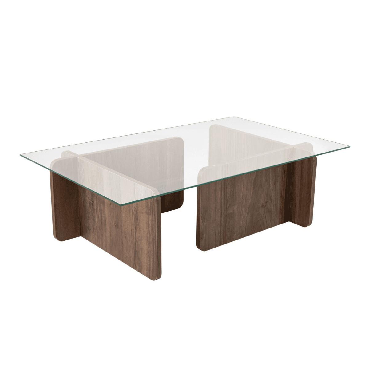 COUCHTISCH mit Tischplatte aus gehärtetem Glas 105/65/30 cm - Naturfarben, Holzwerkstoff (110/65/30cm) - Calicosy
