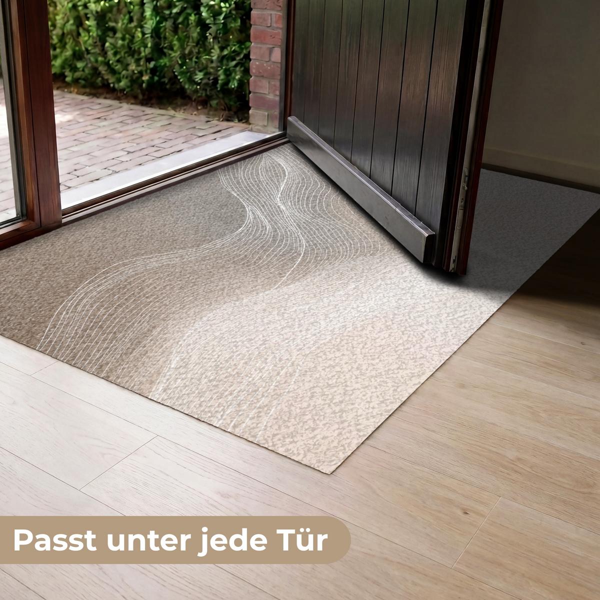 FUSSMATTE Wellenlinien - Luftströme - Harmonisch Schmutzfänger 120x80 cm - Beige, Kunststoff (120/0.4cm) - MuchoWow