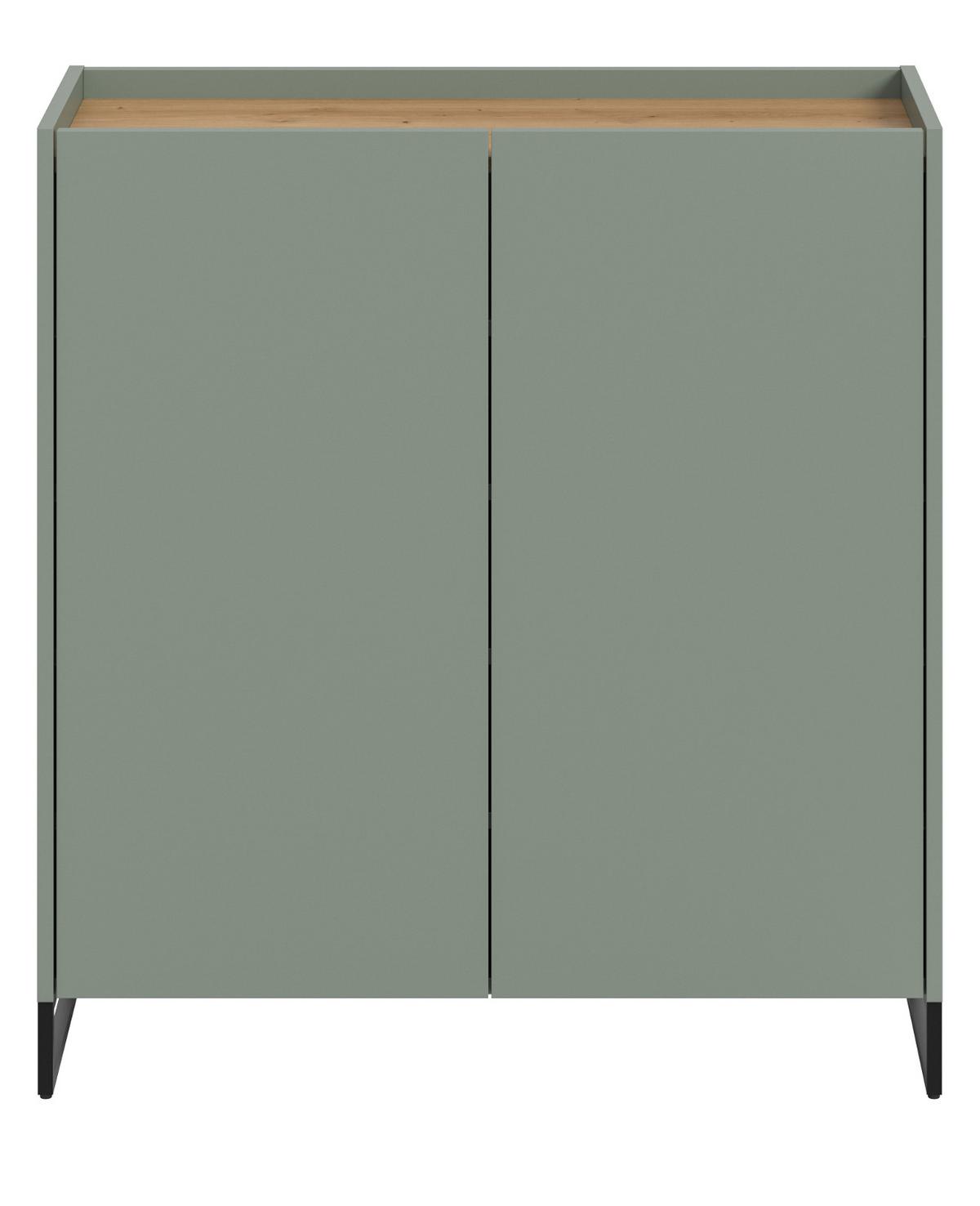 SCHUHSCHRANK Salbei grün, Artisan Eiche, Flur Kommode 90 x 97 cm, Soft-Close - Salbeigrün/Schwarz, Holzwerkstoff/Metall (90/97/38cm) - Inn.Furn