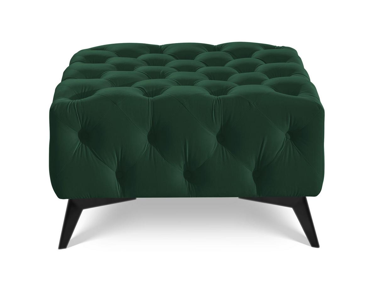 HOCKER Chesterfield Whitby Flaschengrün Samt mit schwarzen Füßen - Dunkelgrün/Schwarz, Holz/Textil (80/45/80cm) - S-Style Möbel