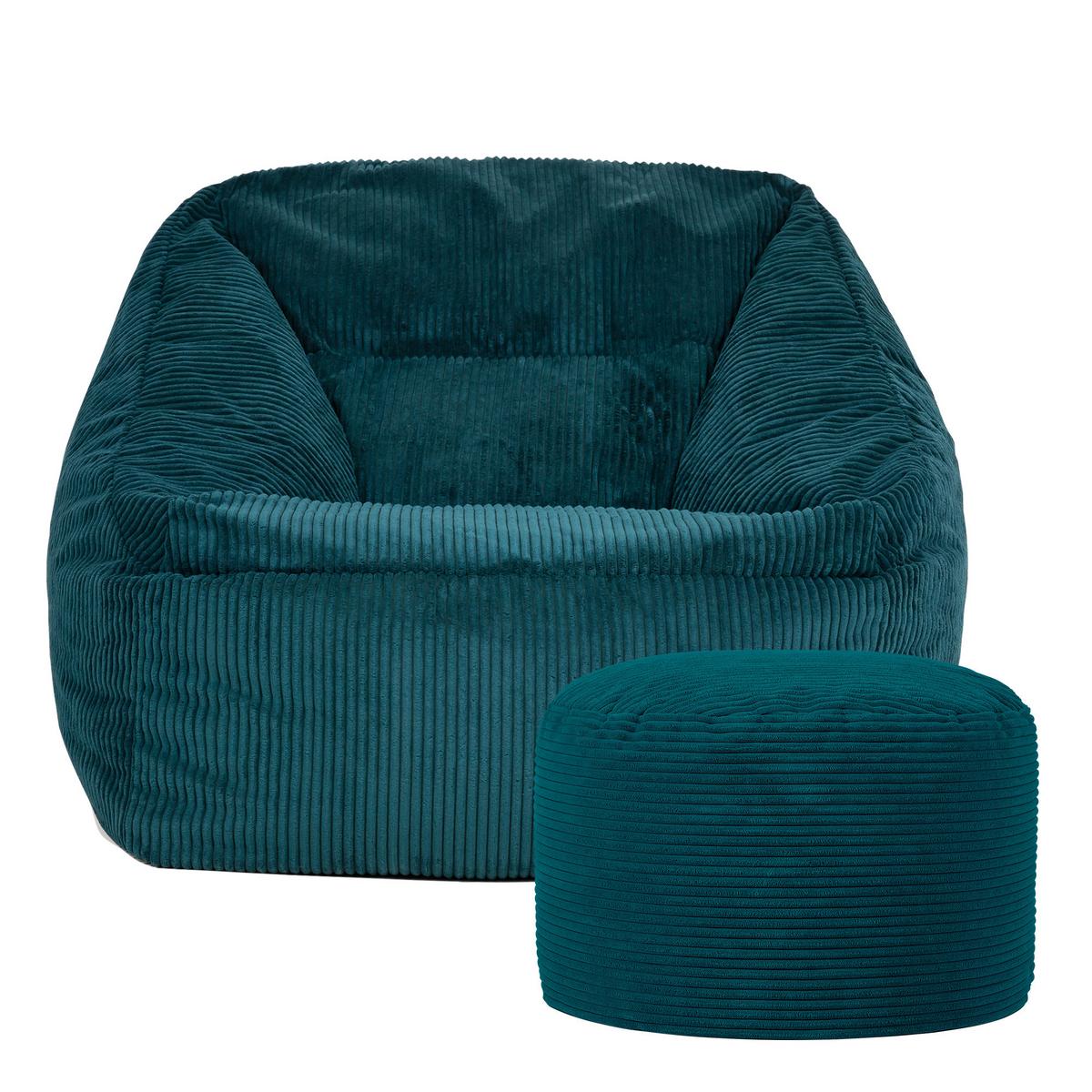 SITZSACK Sessel Natalia mit Sitzpouf - Grün, Textil (97/73/84cm) - icon