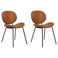 ESSZIMMERSTUHL 2er-Set Kunstleder Braun Luana - Schwarz/Braun, Textil/Metall (50/80/52cm) - Beliani