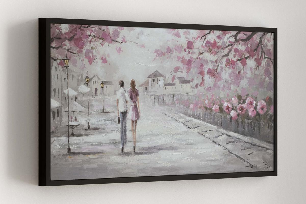 ACRYLBILD HANDGEMALT 120/60 cm - Pink/Beige, Holz/Textil (120/60cm) - KUNSTLOFT