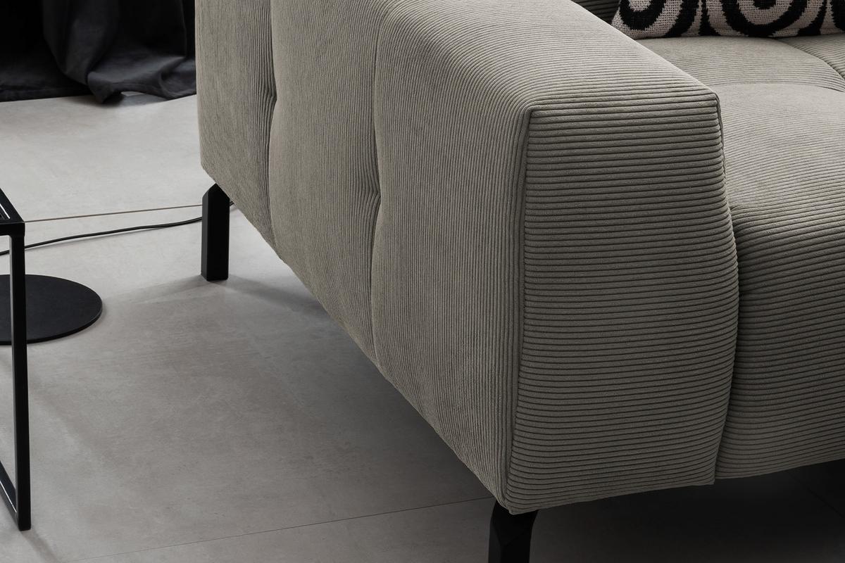 ECKSOFA OHIO Grau Cord - Schwarz/Grau, Textil/Metall (311/219cm) - KAWOLA