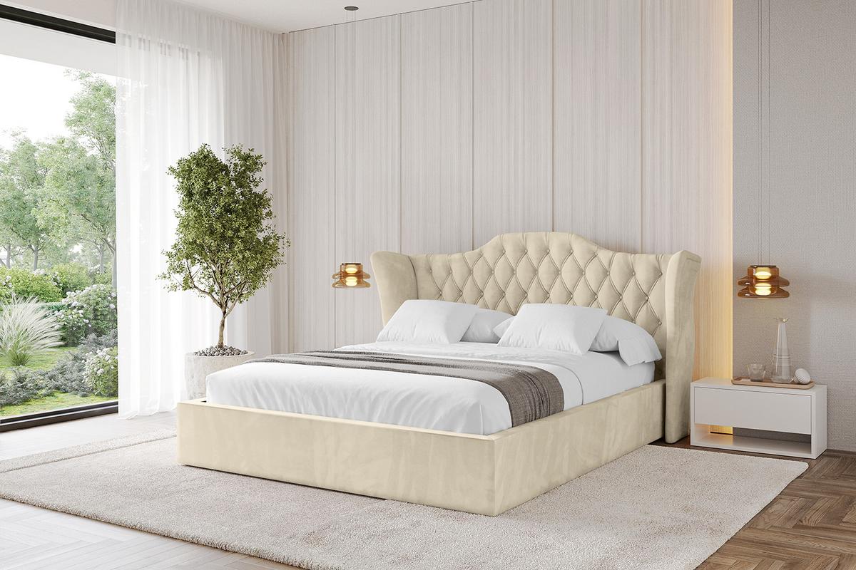 POLSTERBETT mit Bettkasten und Lattenrost, Boxbett ohne Matratze - ZORAN 140x200 Beige - Ecru, Holzwerkstoff/Textil (140/200cm) - ALTDECOR