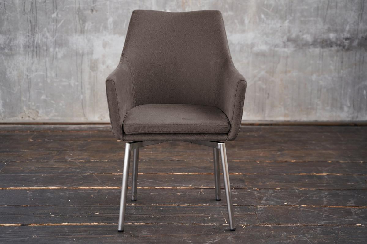 STUHL CALI Grau Microfaser Drehbar (180°) - Taupe/Grau, Textil (56/88.5/61cm) - KAWOLA