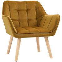 POLSTERSESSEL, Skandi Design, bis 120 kg, Kautschukholzbeine - Gelb, Textil (61.5/71/67cm) - HOMCOM